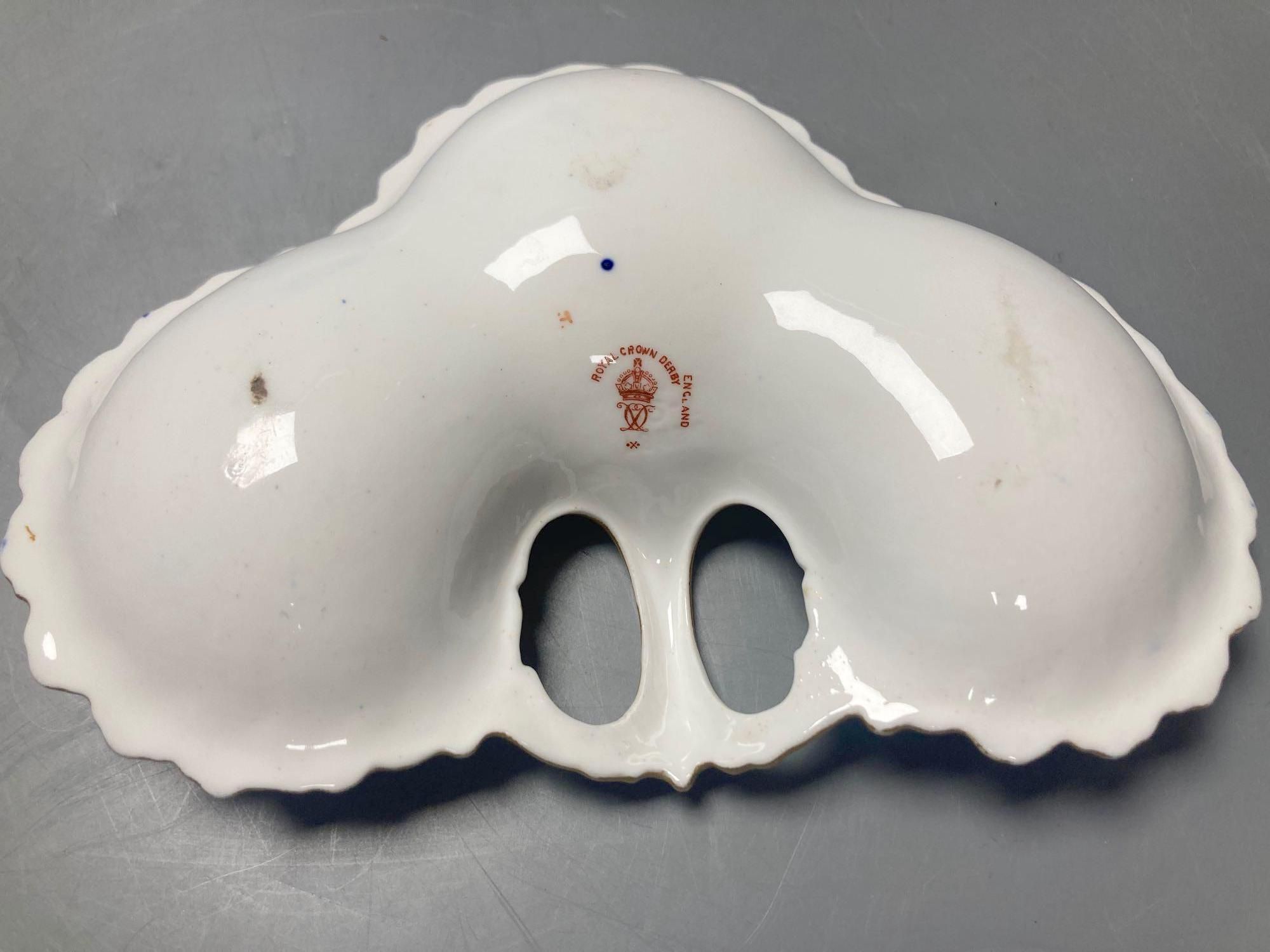 Two Royal Crown Derby dishes and a Royal Copenhagen plate, 26cm